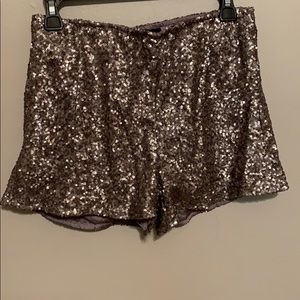 Silver/tan Women’s Sequin Shorts- worn once